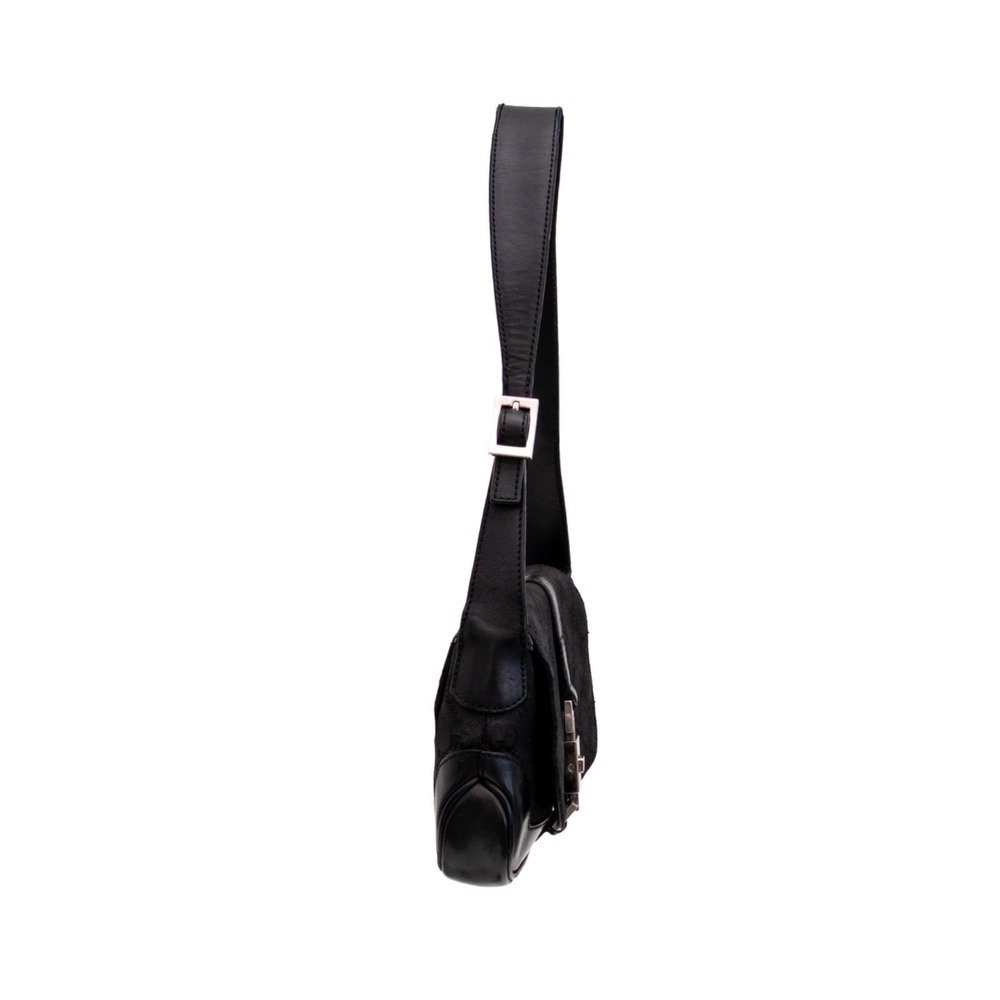 Vntg GUCCI Black GG Canvas/Leather Small Flap Jackie O Hobo Bag Canvas & Leather - Picture 4 of 16
